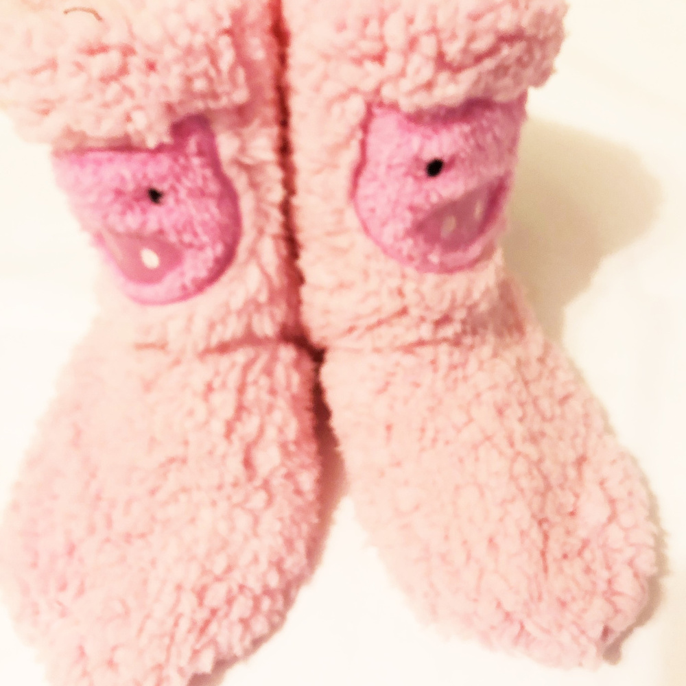Slippers fleece gripper Piggy Joe Boxer womens size 5-7.5M new washable pink